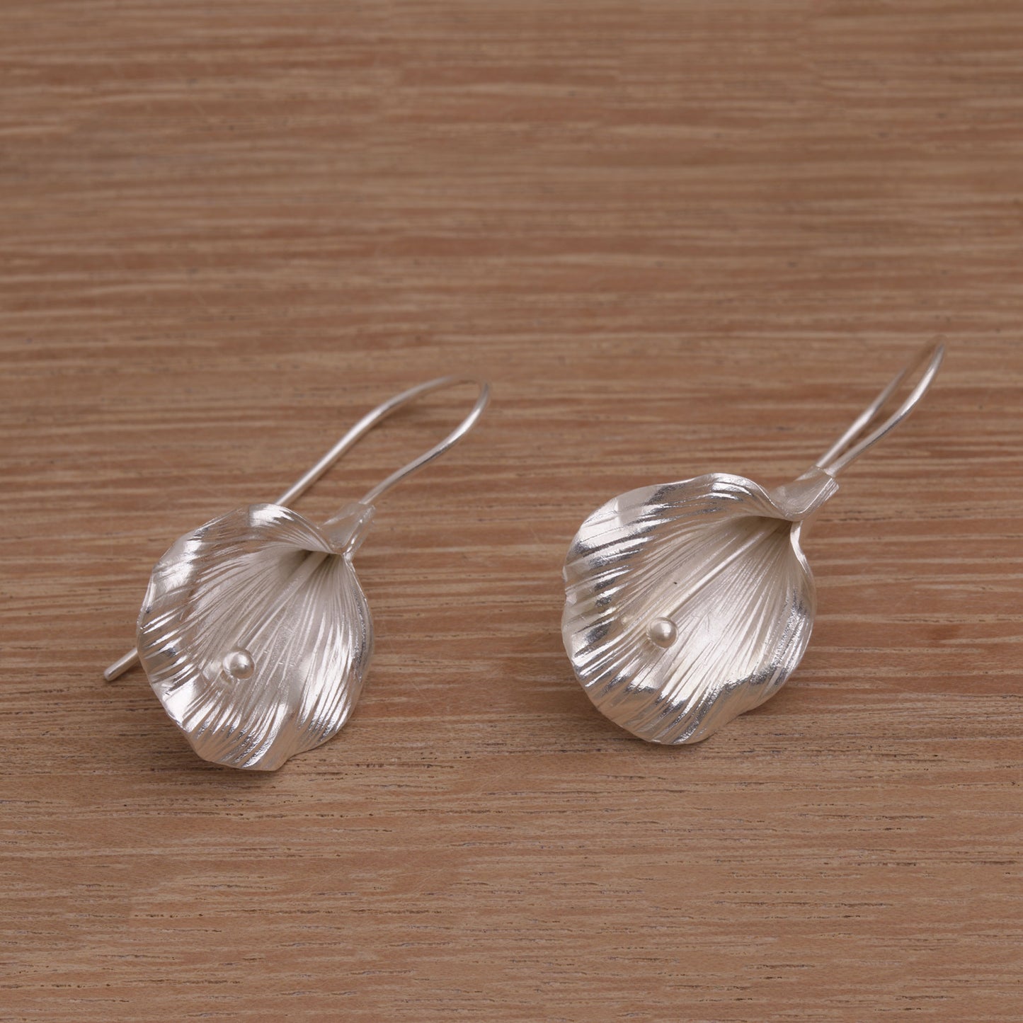 Revelation Hand Crafted Sterling Silver Flower Drop Earrings