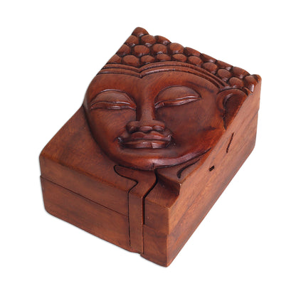 Glory of Buddha Hand Carved Buddha Motif Puzzle Box from Bali