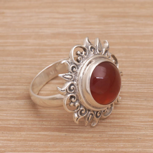 Carnelian Sterling Silver Sun Cocktail Ring