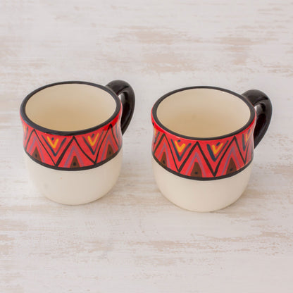 Tazumal El Salvador Artisan Crafted Ceramic Coffee Mugs (Pair)