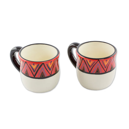 Tazumal El Salvador Artisan Crafted Ceramic Coffee Mugs (Pair)