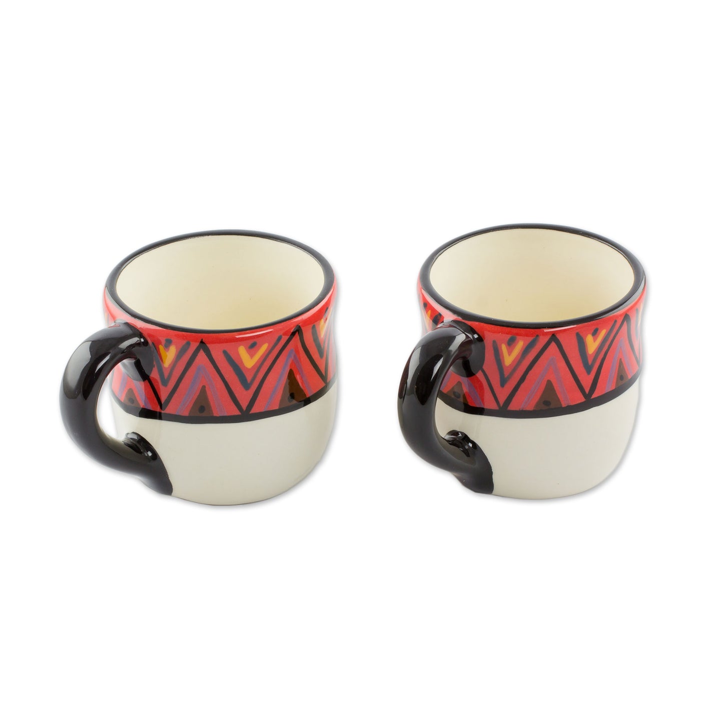 Tazumal El Salvador Artisan Crafted Ceramic Coffee Mugs (Pair)