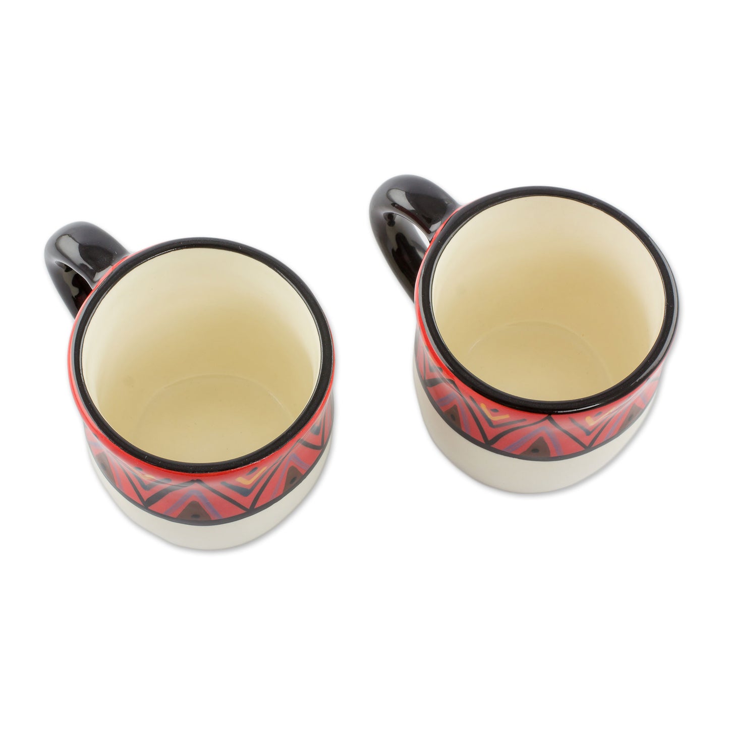 Tazumal El Salvador Artisan Crafted Ceramic Coffee Mugs (Pair)