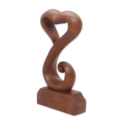 Tangled Love Hand Crafted Suar Wood Open Heart Statuette Home Decor