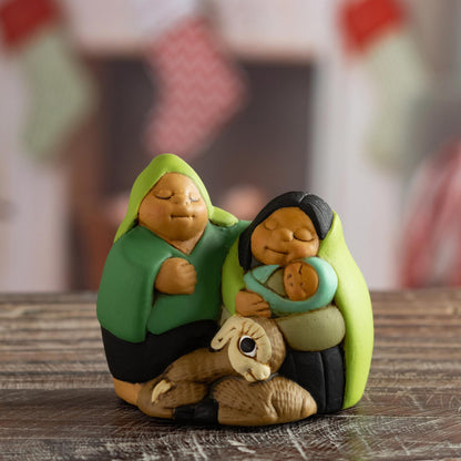 Holy Family in Peru Petite Andean Christmas Nativity Scene in Ceramic