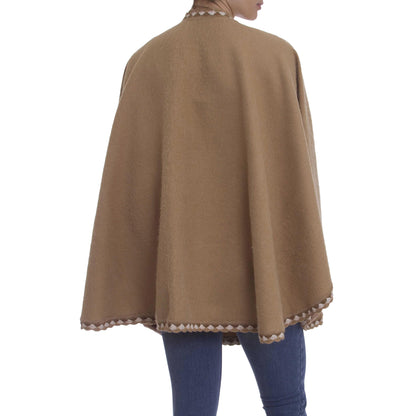 Cozy Holiday In Tan Alpaca Blend Ruana