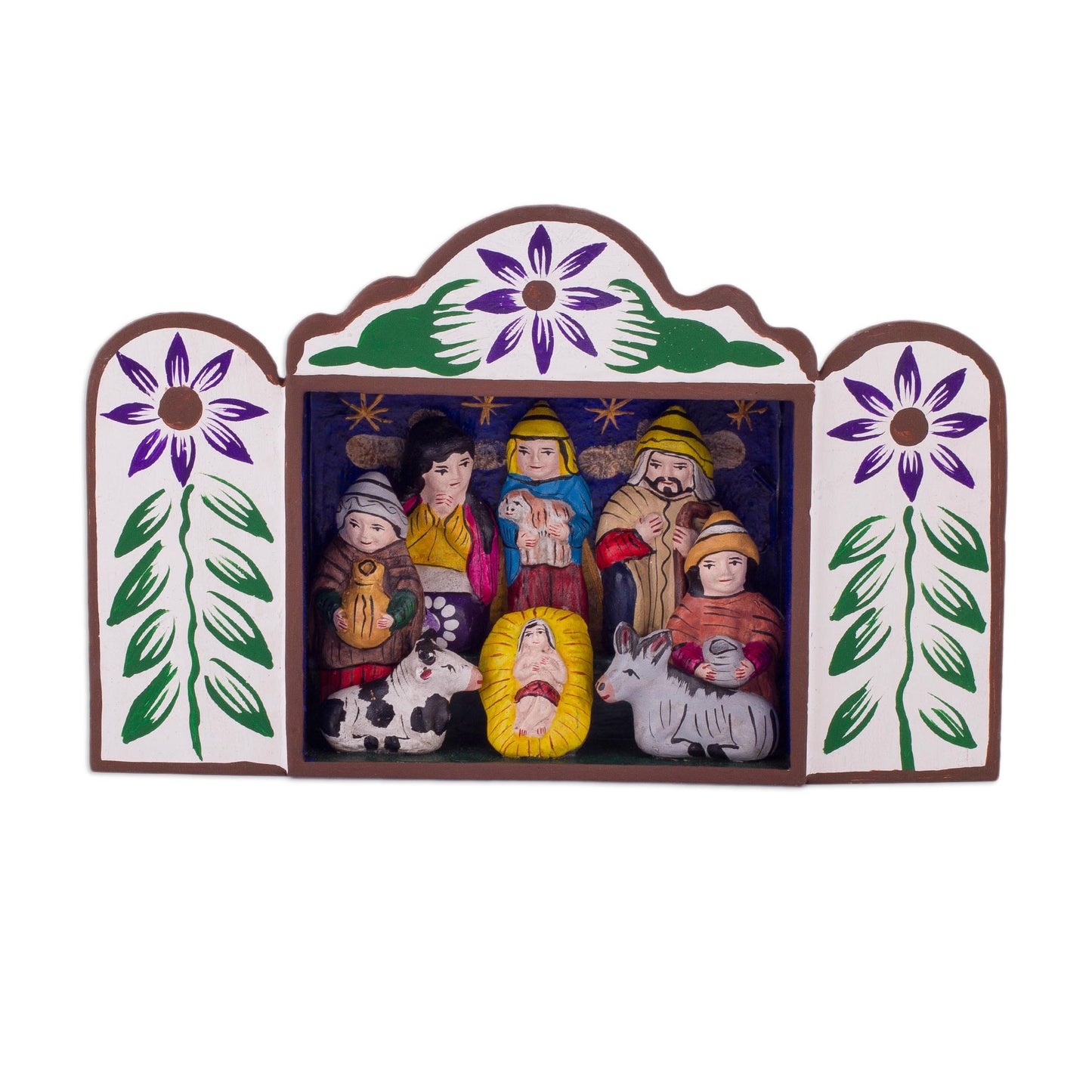 First Christmas in Peru Andean Handcrafted Retablo Diorama Folk Art Nativity Scene