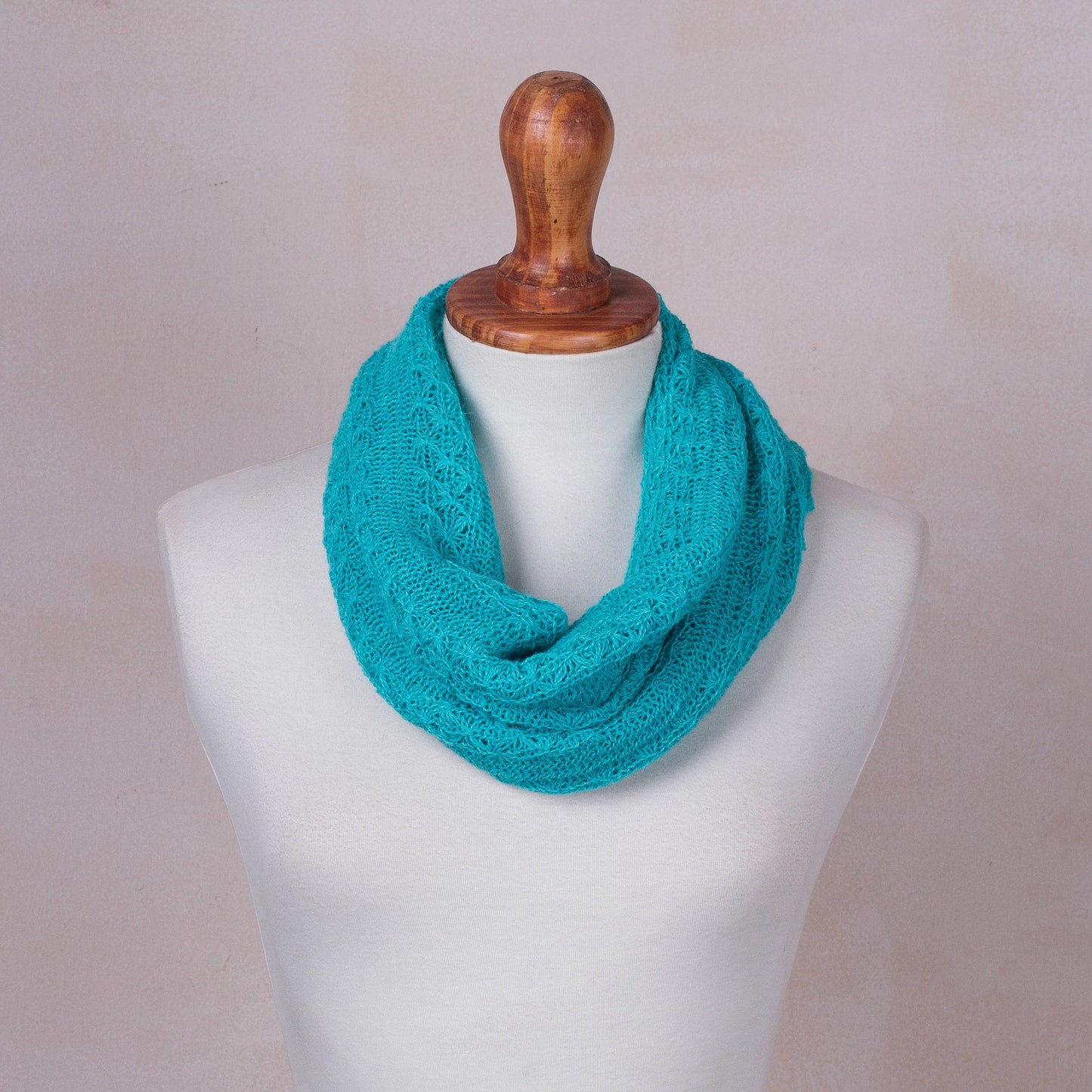 Turquoise Intrigue Turquoise Baby Alpaca Blend Knit Neck Warmer from Peru