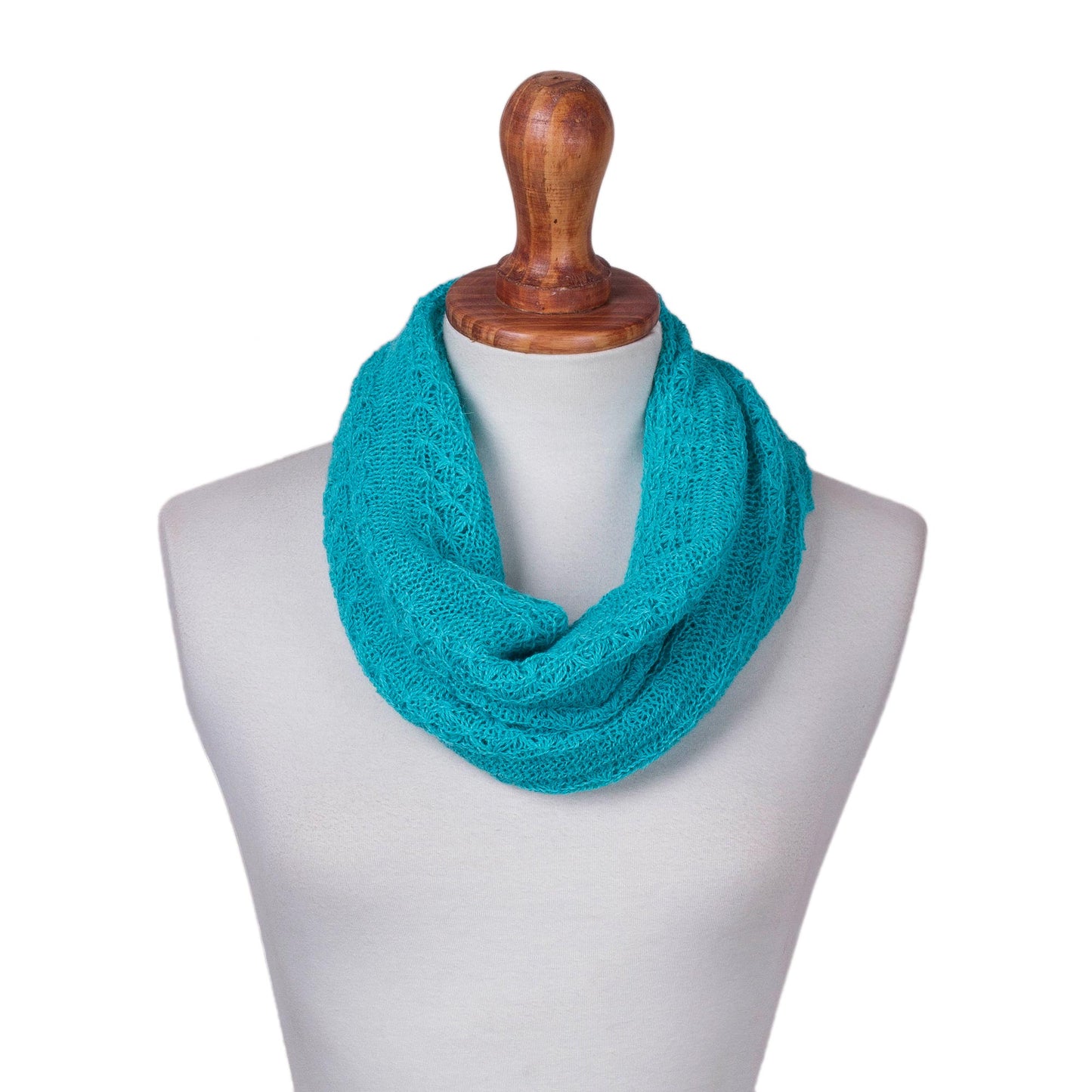 Turquoise Intrigue Turquoise Baby Alpaca Blend Knit Neck Warmer from Peru