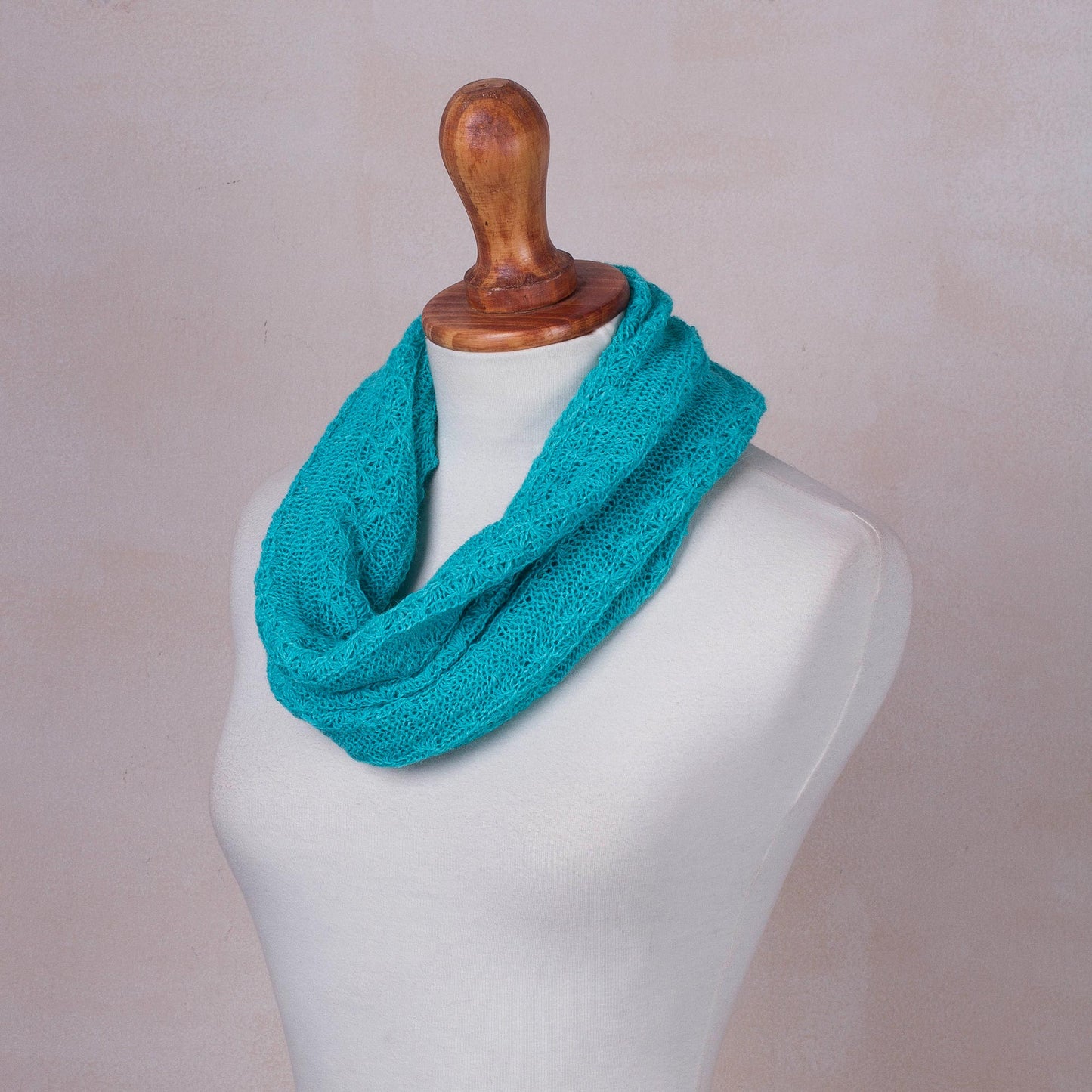 Turquoise Intrigue Turquoise Baby Alpaca Blend Knit Neck Warmer from Peru