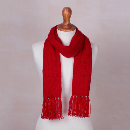 Soft Winter Red Knit Scarf