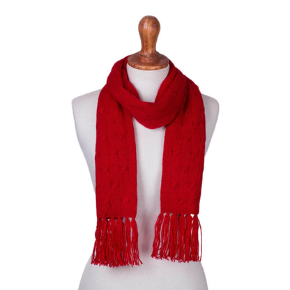 Soft Winter Red Knit Scarf