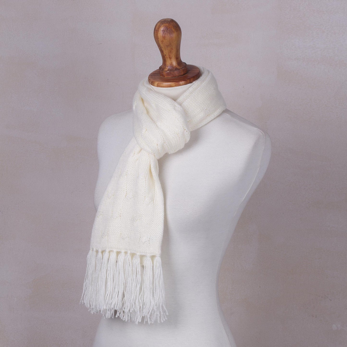 Soft Winter White Cable Knit Scarf