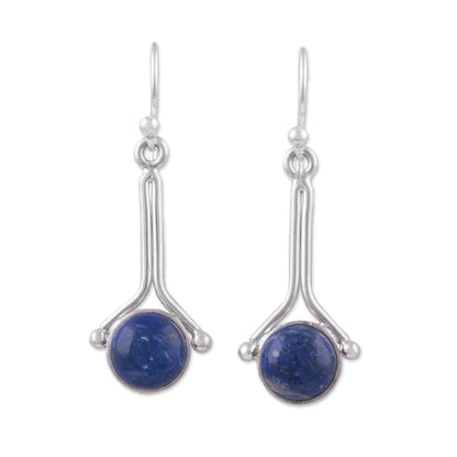 Killa Moon Lapis Lazuli and Sterling Silver Earrings from Peru