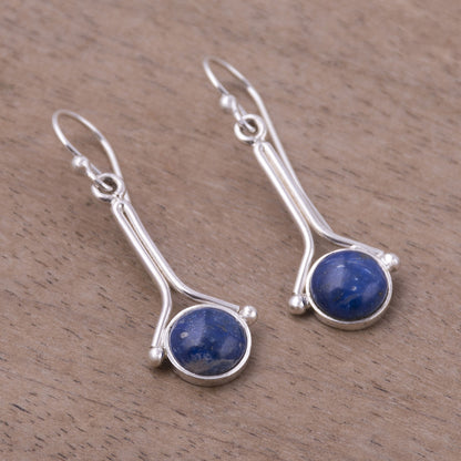 Killa Moon Lapis Lazuli and Sterling Silver Earrings from Peru