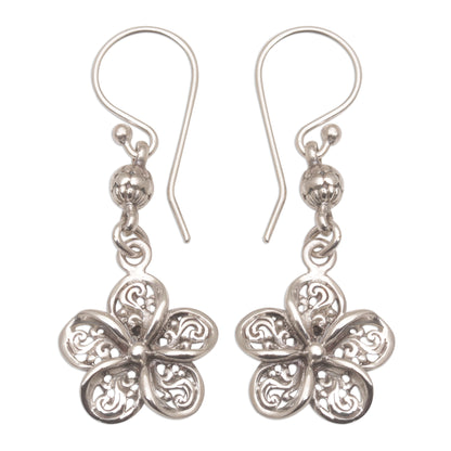 Solitary Jepun Handmade 925 Sterling Silver Floral Earrings Indonesia