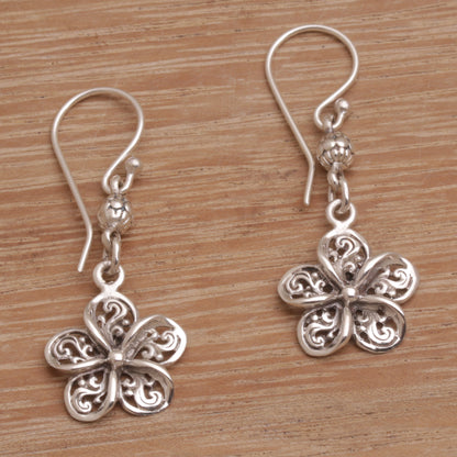 Solitary Jepun Handmade 925 Sterling Silver Floral Earrings Indonesia