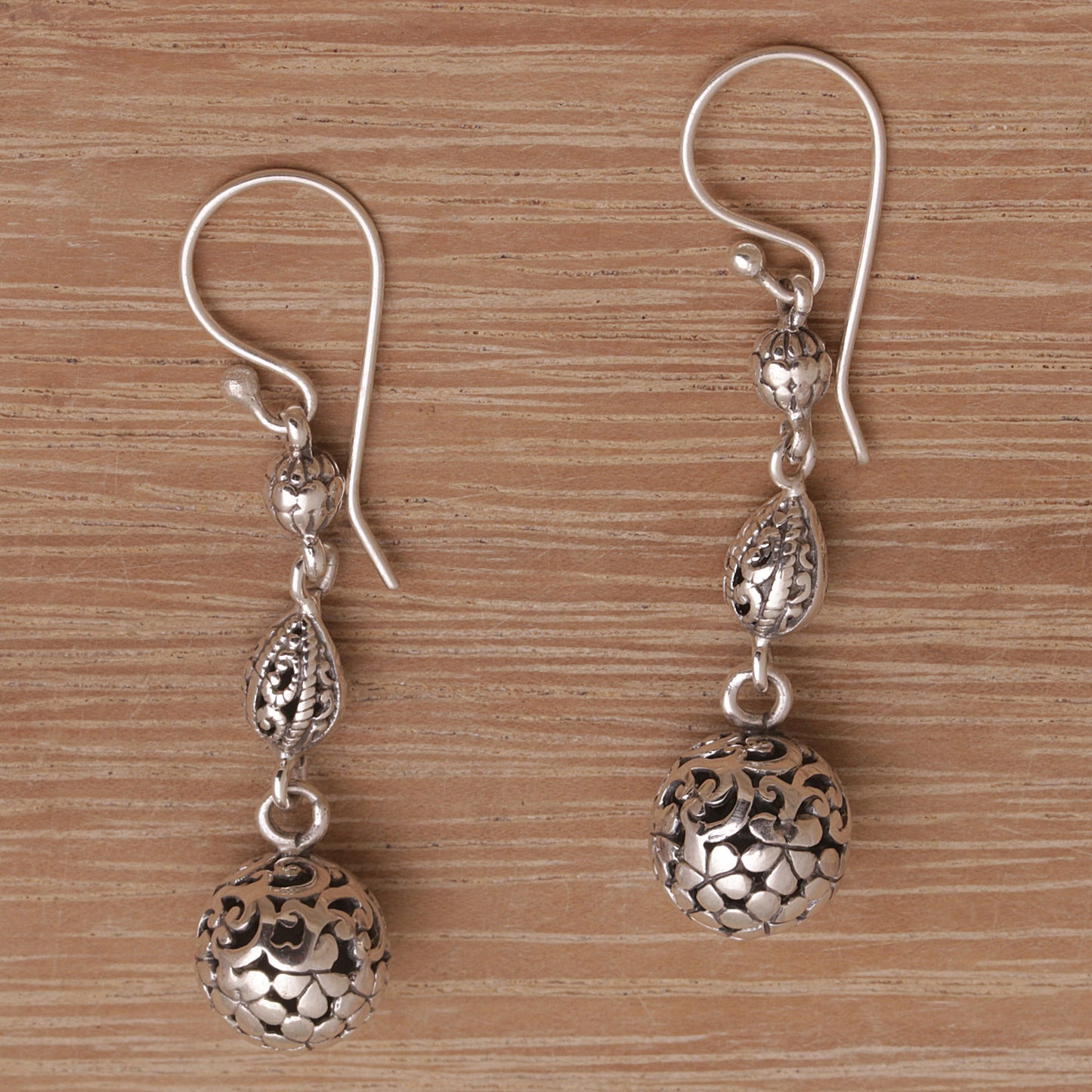 Forest Orbs Indonesian Artisan Handmade 925 Sterling Silver Orb Earrings