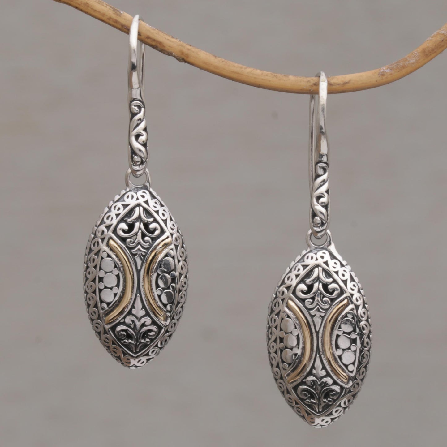 Palatial Eternity 18k Gold Accent Sterling Silver Dangle Earrings from Bali