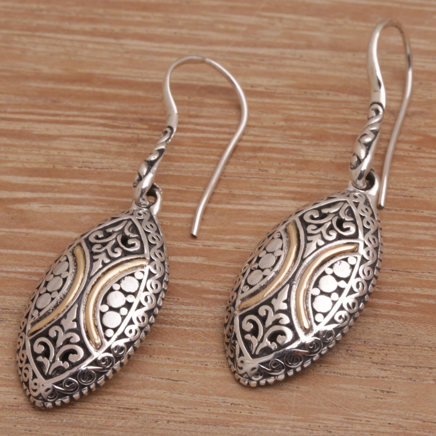 Palatial Eternity 18k Gold Accent Sterling Silver Dangle Earrings from Bali