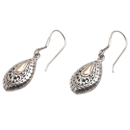 Teardrop Dew Hand Crafted Sterling Silver and 18K Gold Plated Earrings