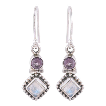 Enchanting Duo Handmade Multi-Gemstone Sterling Silver Dangle Earrings