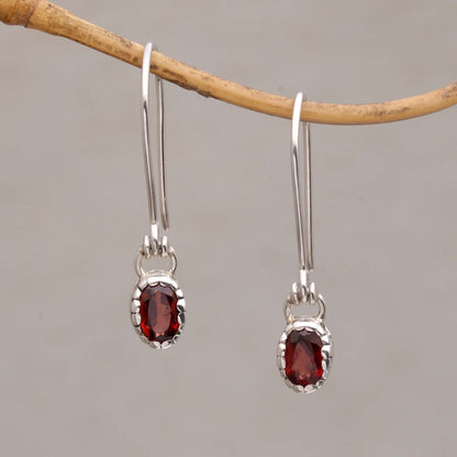 Baby Paws Paw Print Motif Garnet Dangle Earrings from Bali