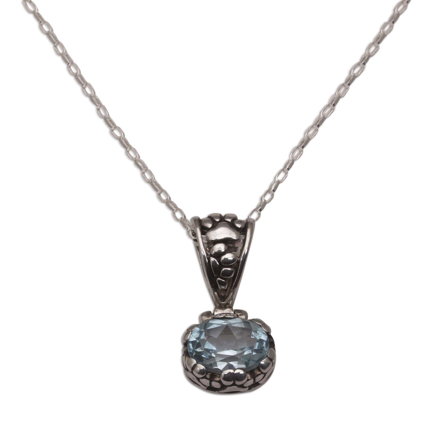 Prized Paws Blue Topaz and Sterling Silver Paw Print Pendant Necklace