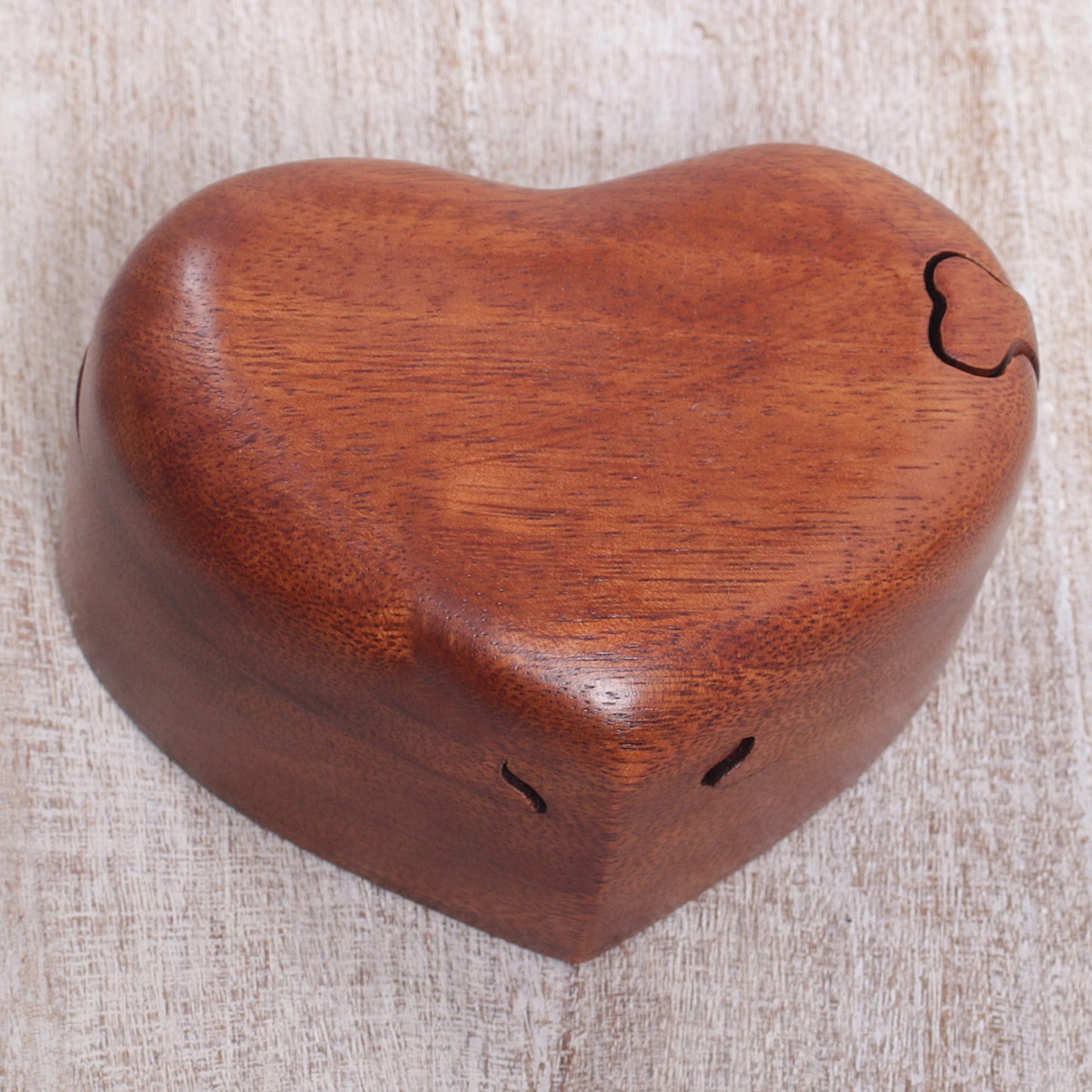 All My Love Hand Carved Suar Wood Puzzle Heart Box from Bali