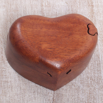 All My Love Hand Carved Suar Wood Puzzle Heart Box from Bali