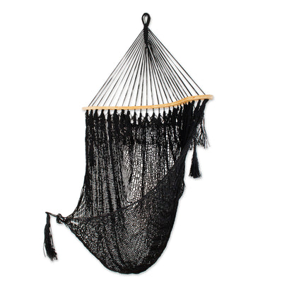 Nocturnal Dream Hand Crafted Black Nylon Rope Hammock Swing