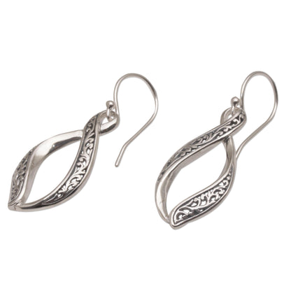 Wind Dance Hand Crafted Sterling Silver Scroll Work Dangle Earrings