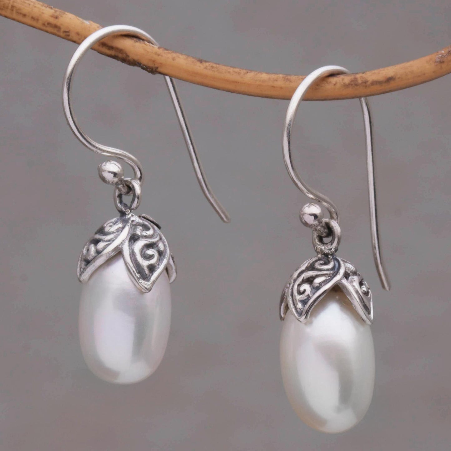 Moonlight Seeds Handmade 925 Sterling Silver Cultured Pearl Dangle Earrings