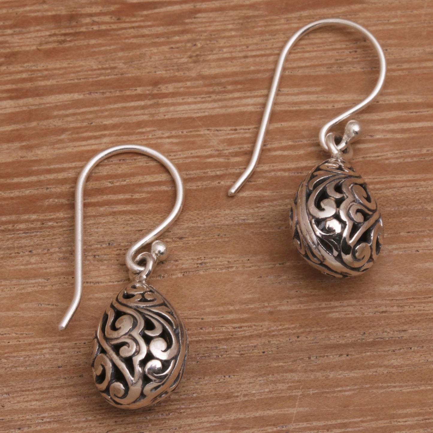 Envelop Eternity Hand Crafted Balinese Sterling Silver Dangle Earrings