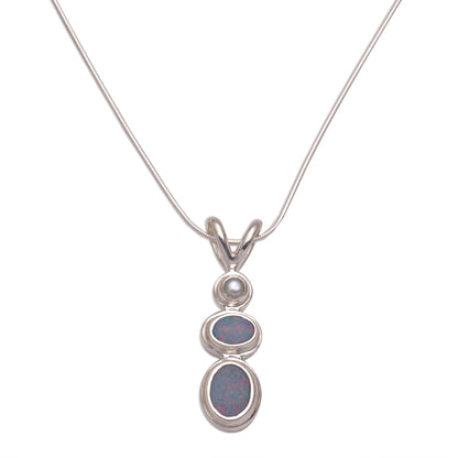 Sea Symphony Handmade Opal Freshwater Cultured Pearl Pendant Necklace