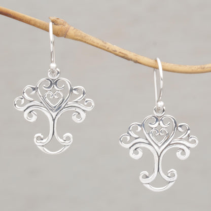 Loving Tree Handmade Sterling Silver Tree Earrings from Indonesia