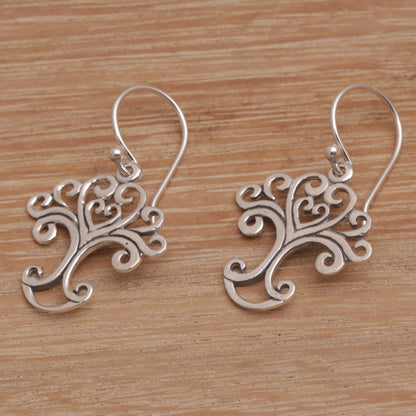 Loving Tree Handmade Sterling Silver Tree Earrings from Indonesia