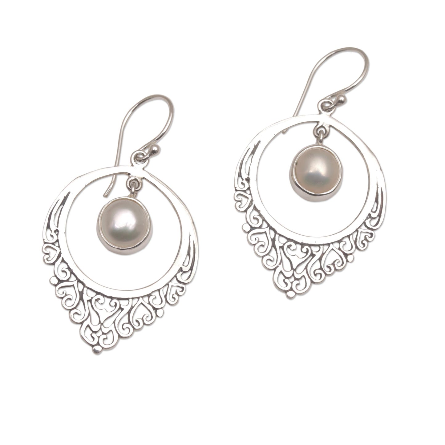 Fair Daydream Handmade 925 Sterling Silver Cultured Mabe Pearl Earrings