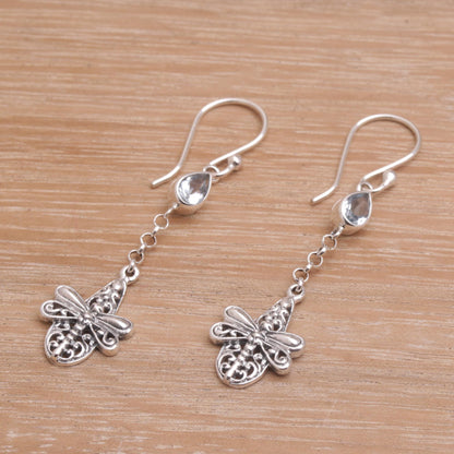 Dragonfly Altar Handmade 925 Sterling Silver Blue Topaz Dragonfly Earrings