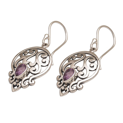 Lilac Majesty Balinese Amethyst and Sterling Silver Dangle Earrings