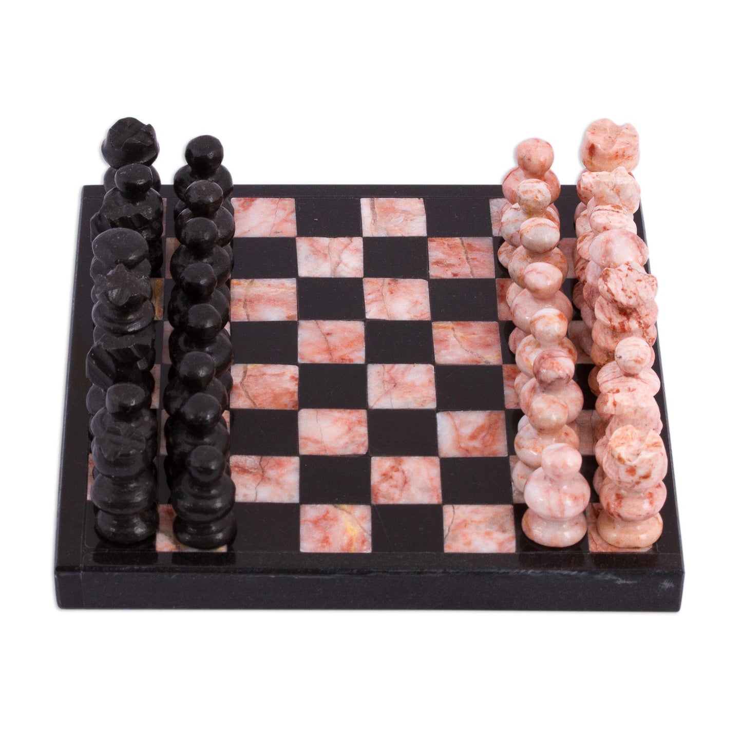 Black and Pink Challenge Marble Chess Set in Black and Pink from Mexico