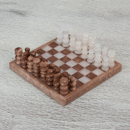 Ivory Challenge Onyx & Marble Mini Chess Set