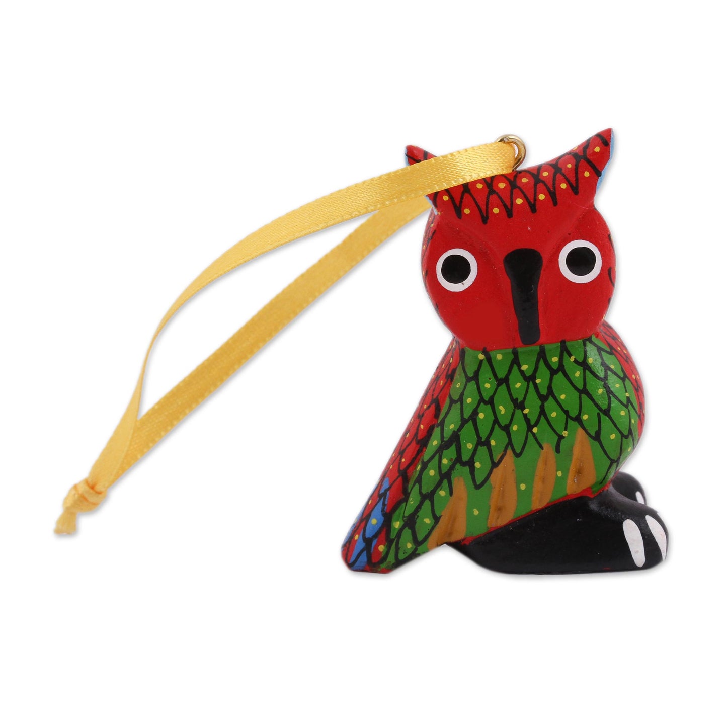 Sweet Owls Painted Wood Alebrije Owl Ornaments (Set of 5) from Mexico