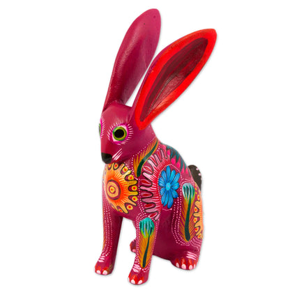 Jackrabbit Hand Crafted Copal Wood Multi-Colored Rabbit Alebrije