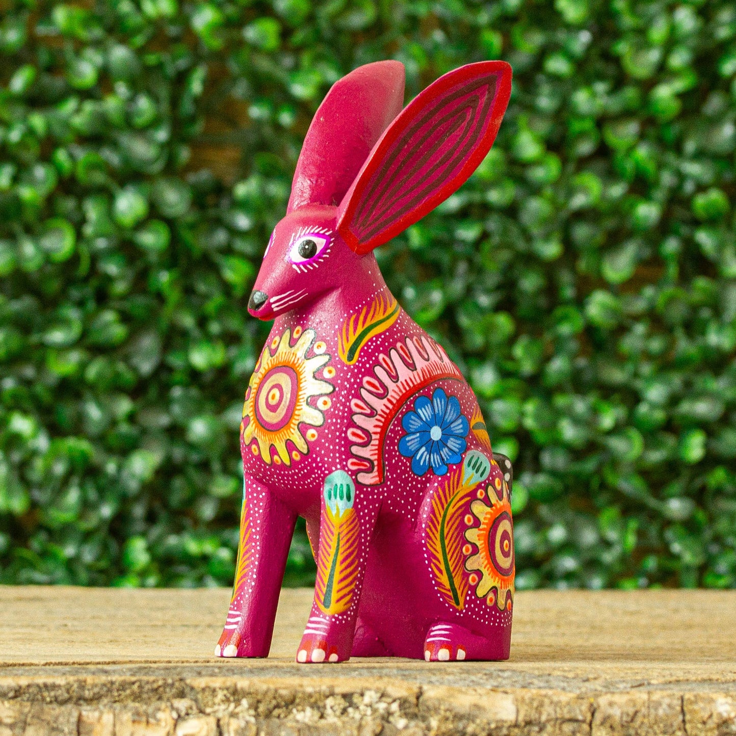 Jackrabbit Hand Crafted Copal Wood Multi-Colored Rabbit Alebrije