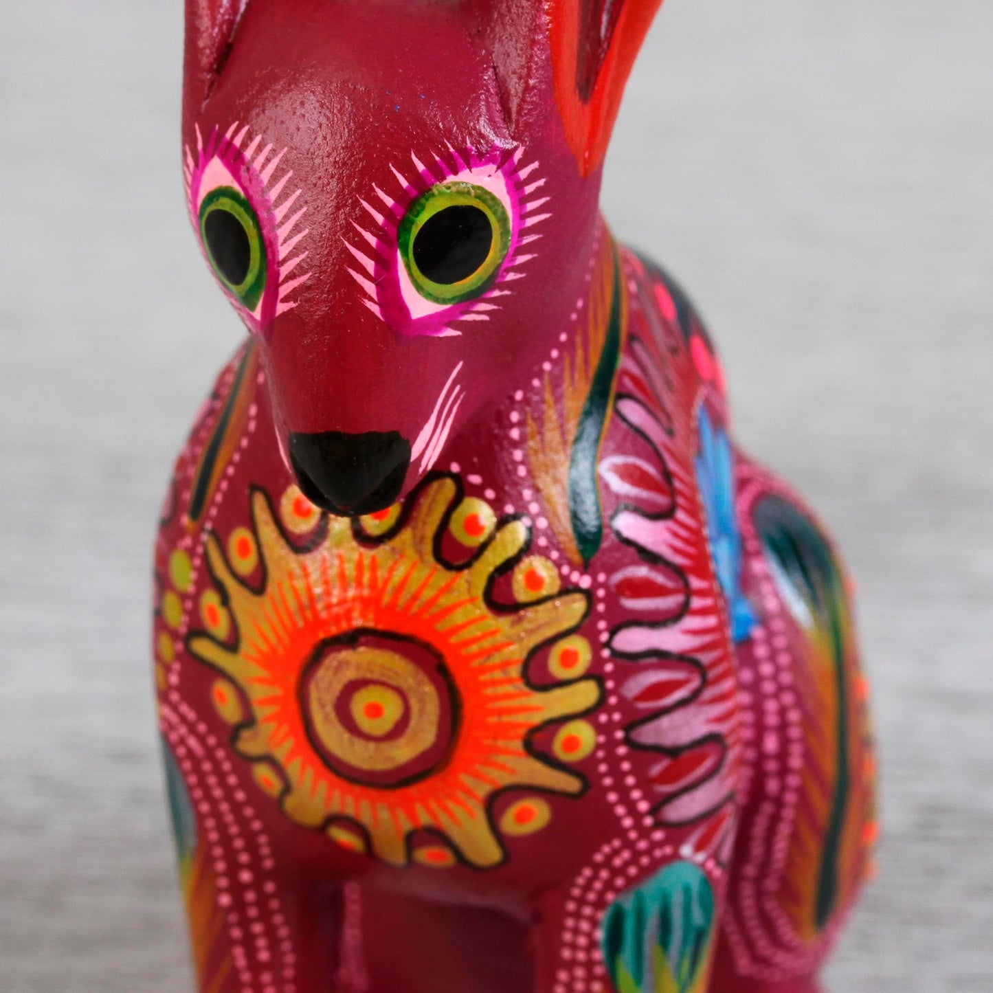 Jackrabbit Hand Crafted Copal Wood Multi-Colored Rabbit Alebrije