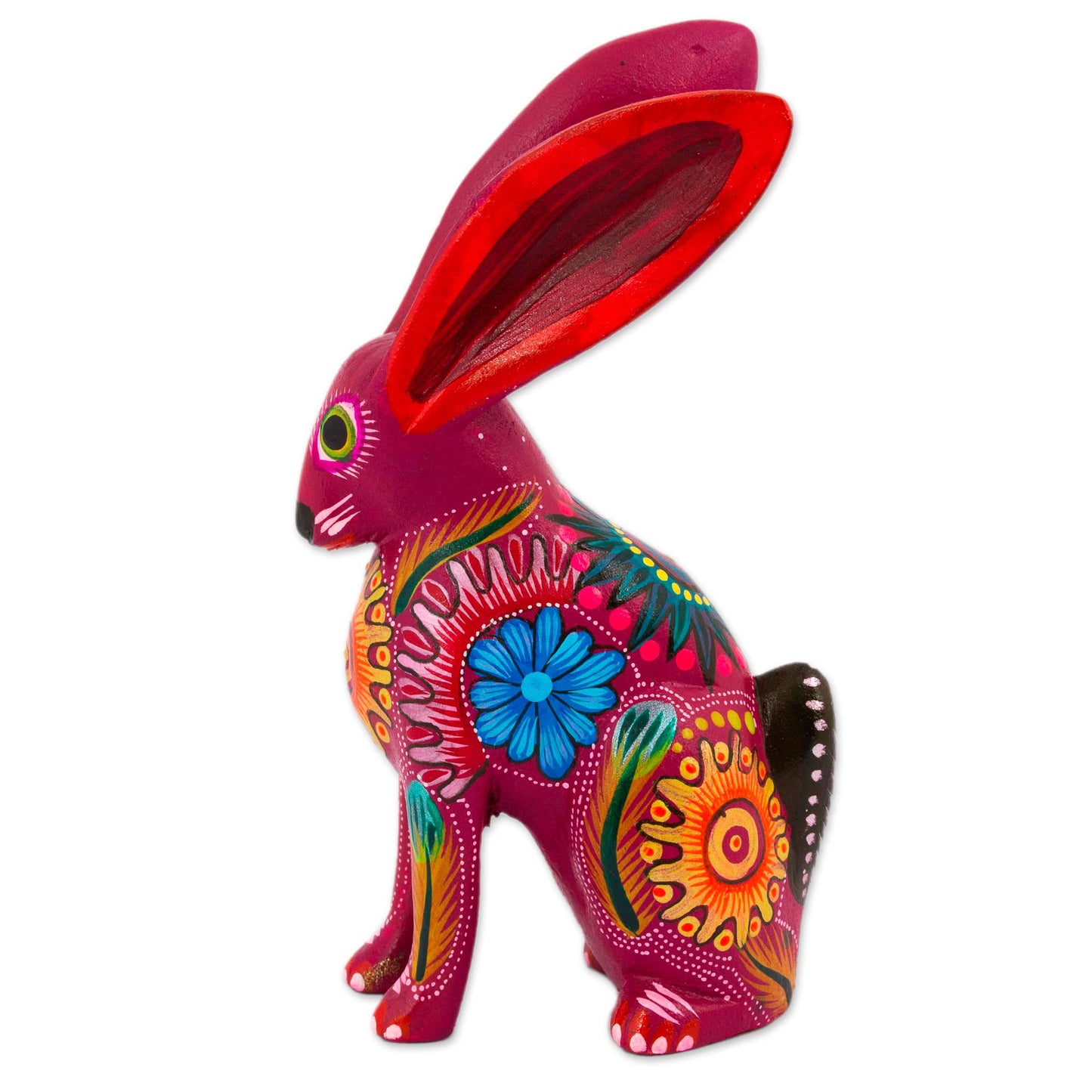 Jackrabbit Hand Crafted Copal Wood Multi-Colored Rabbit Alebrije