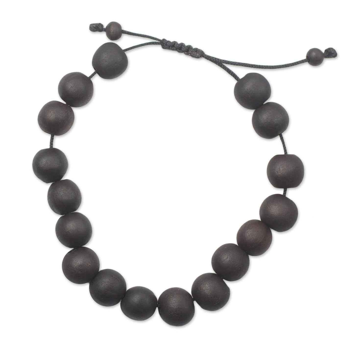 Chic Silhouettes Adjustable Ebony Wood Beaded Bracelet from Ghana