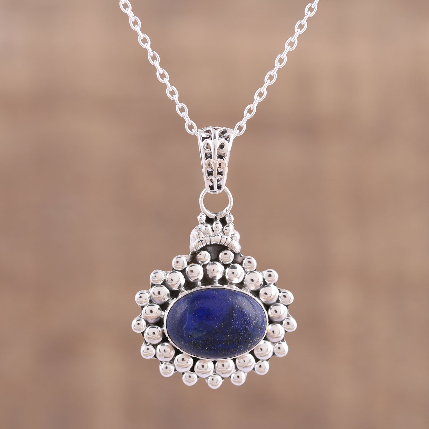 Jewel of Jaipur Lapis Lazuli and Sterling Silver Pendant Necklace from India