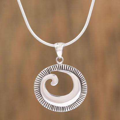 World of Waves Spiral Design Sterling Silver Pendant Necklace from Mexico